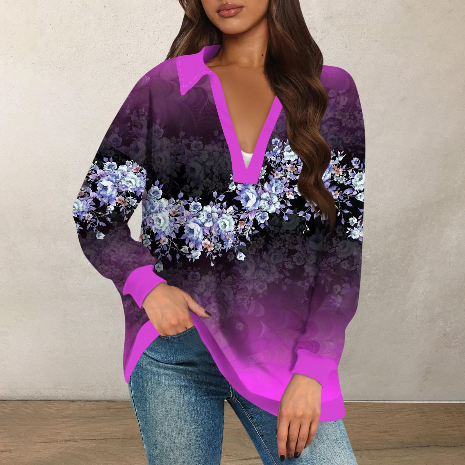 

Женские свободные толстовки осенние топы с длинным рукавом V-образным вырезом повседневный пуловер с принтом топ милая повседневная одежда XL