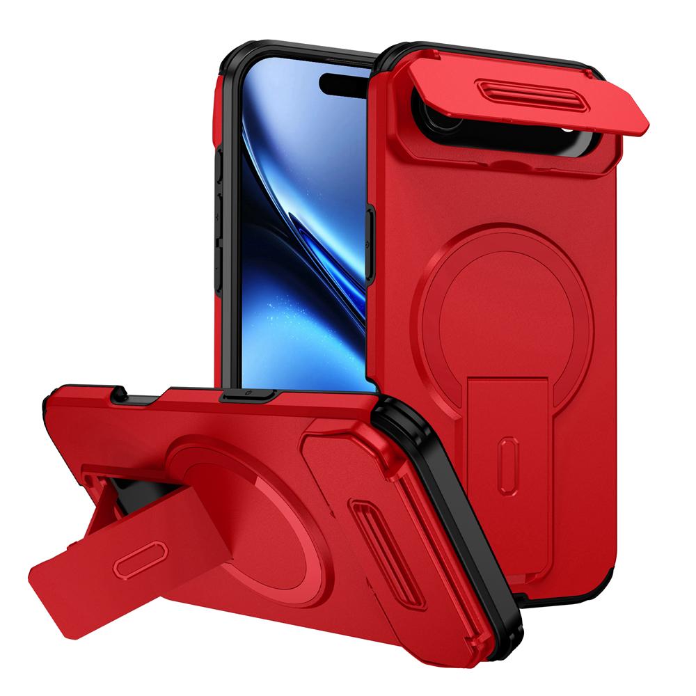 

KEYSION Shockproof Magnetic Case for iPhone Air Slide Camera Protect Kickstand Wireless Charging Phone Cover for iPhone 17 Air for iPhone Air