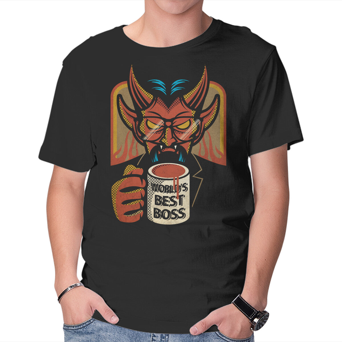 Unisex Crew Neck T-Shirt Best Boss Graphic Short Sleeve Casual Tee L