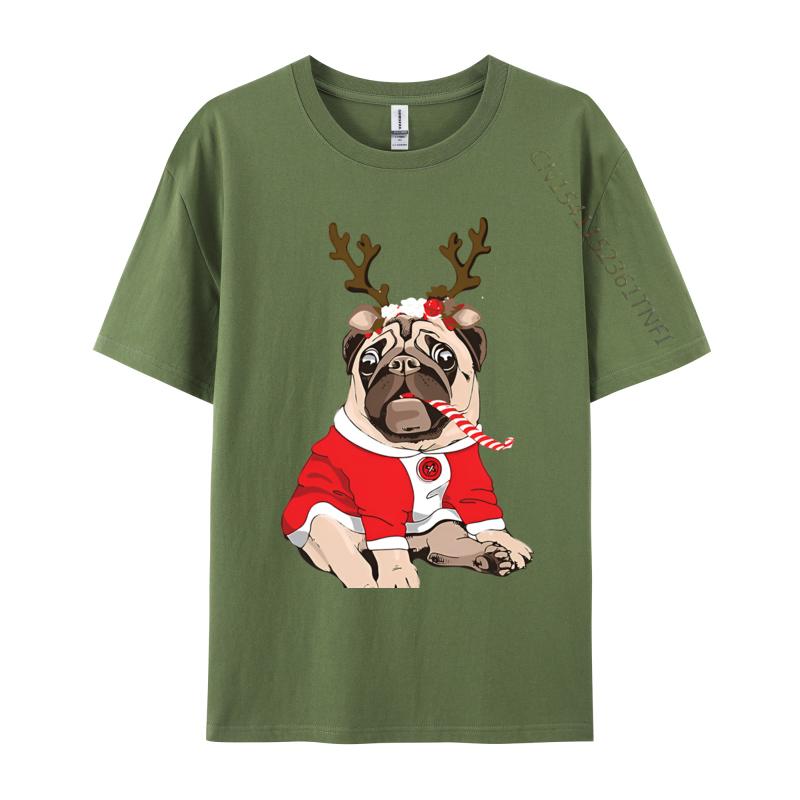 Graphic T Shirts Men Pug Deer Pug Lovers Reindeer Christmas Tshirt Soft Breathable Cotton Tops Tee 3xl Men Clothing