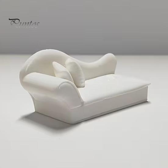 Creative Miniature Gifts 1:12 Scale Dollhouse Sofa with Pillows, European White Blank Furniture Style Simulation Recliner, Photography for Decoration