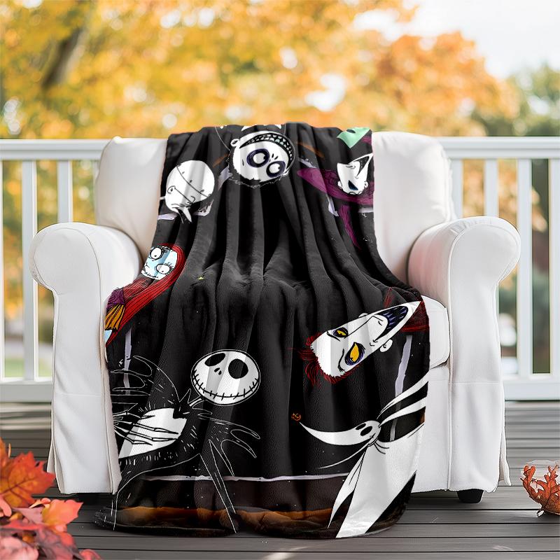 The Nightmare Before Christmas Theme Printed Blanket - Perfect for Couch, Bed, Travel & Outdoor Use | Machine Washable, Cozy & Durable.