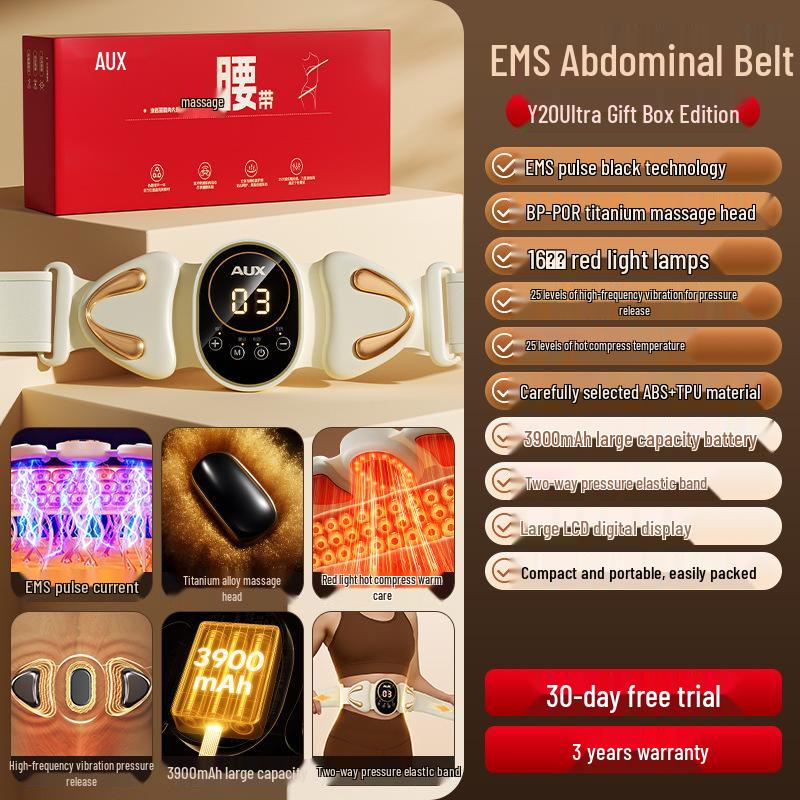 

Масажер для талії та живота з імпульсами мікроструму EMS та функцією нагрівання для домашніх тренувань та формування фігури