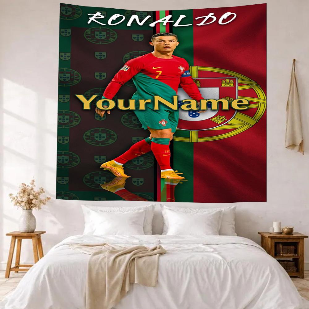 Cristiano Ronaldo Custom Jouw Naam Muurdecoratie Wandkleed Kunst Voor Huisdier Herdenking Verjaardag Bruiloft Feest Achtergrond Familiecadeau