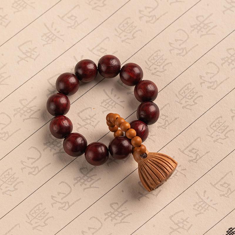 Natural Green Sandalwood Lotus Pod Prayer Beads for Women - Soft Hand-Twisted Buddhist Wenwan Bracelet.