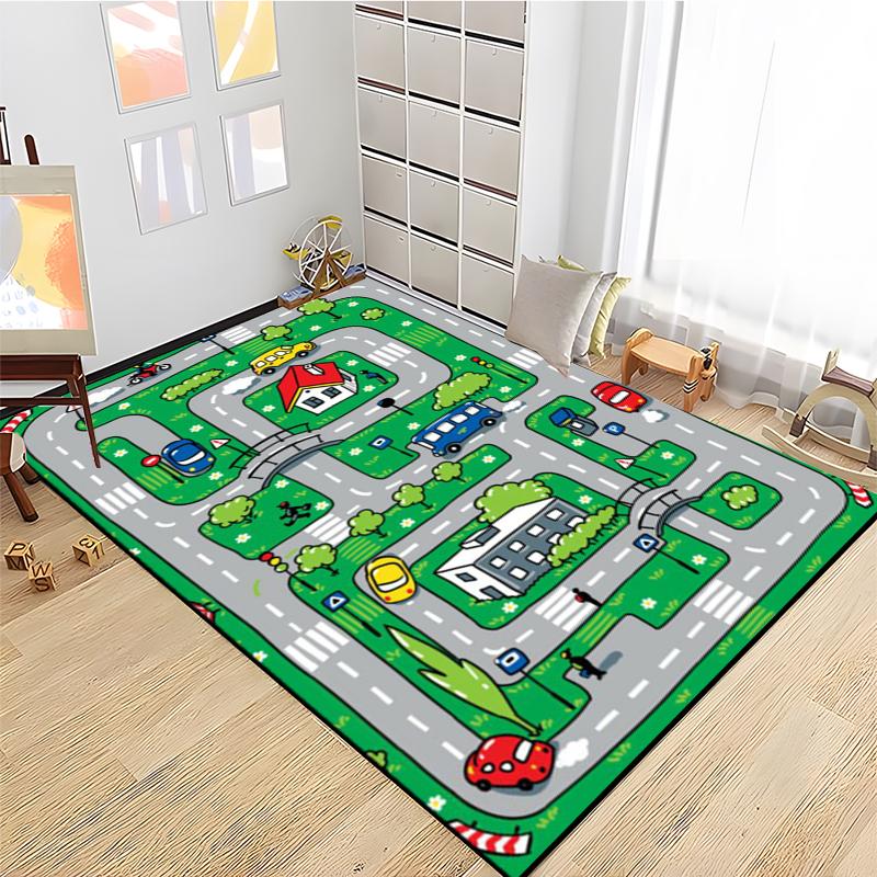 Child Road Traffic Carpet Cartoon Car Toys Area Rug for Boys Girls City Life Educational Rugs Baby Room Bedroom Nursery Play Mat