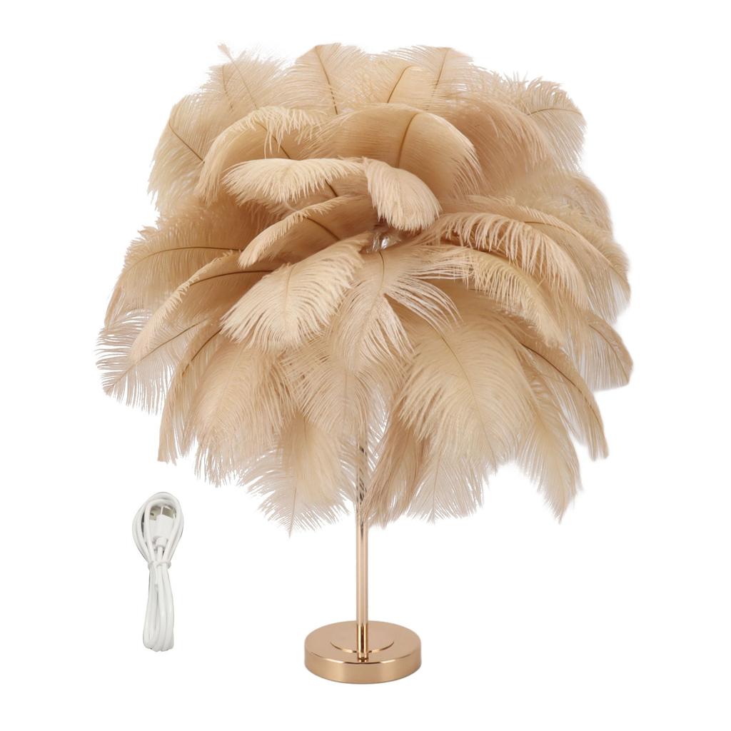 Feather Table Lamp 3 Color Dimmable Touch Switch USB Plug in Romantic Modern Decorative Bedside