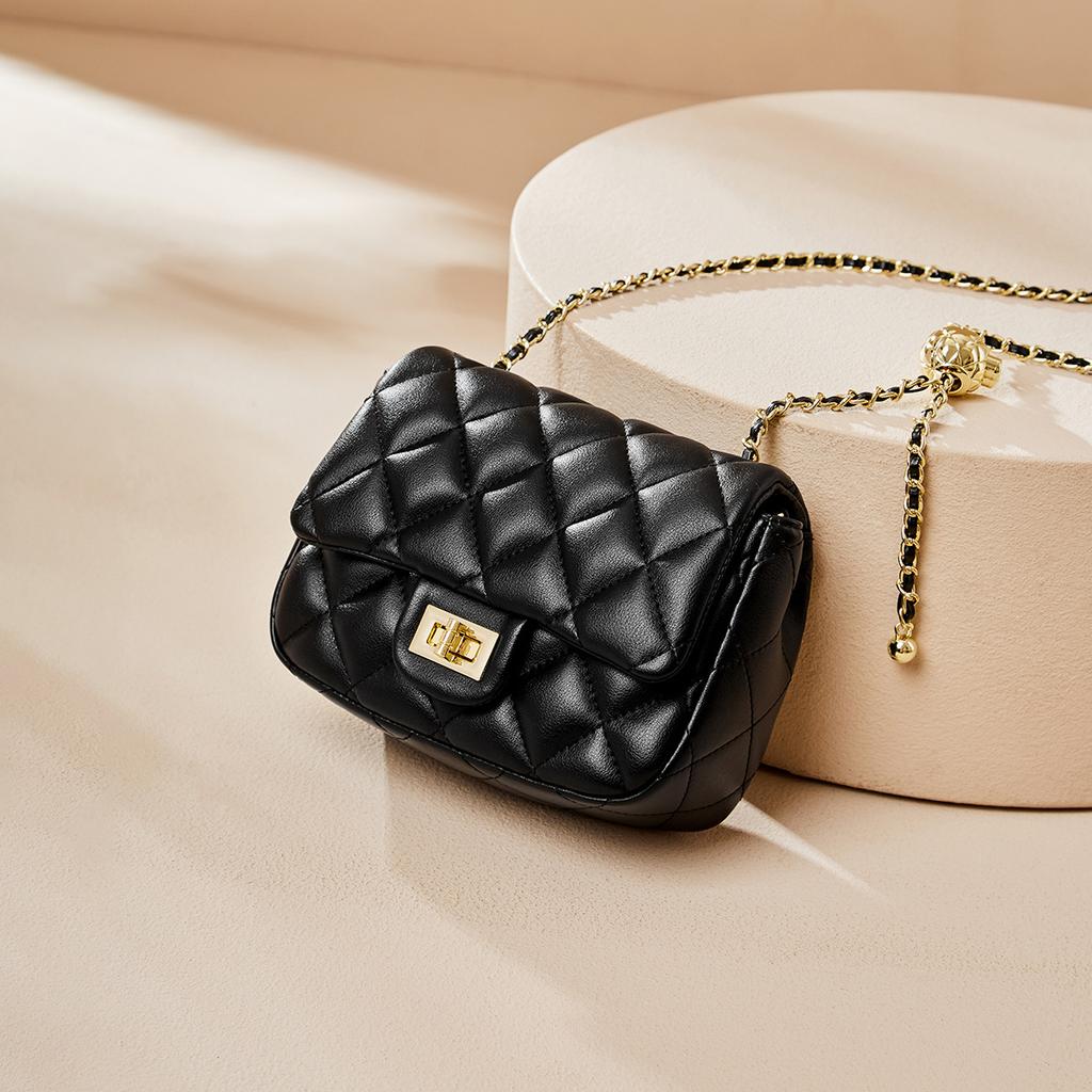 Mrs. Qiao Women's Bag New 2025 Genuine Leather Small Bag Quilted Chain Bag Fashionable Shoulder Bag Crossbody Bag