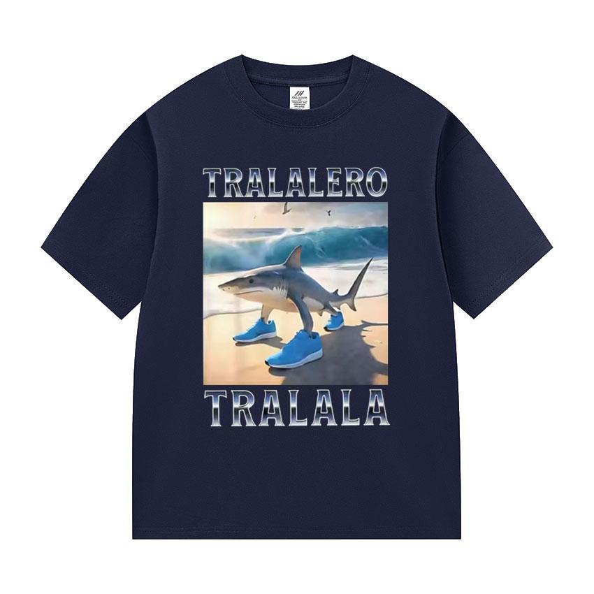 Tralalero Tralala T-shirts Graphiques Meme Requin Drôle Mode Unisexe T-shirt à Imprimé Oversize Unisexe Décontracté T-shirt en Coton Haute Qualité