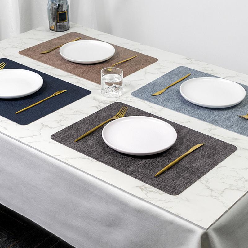Nordic Retro PU Leather Placemats Waterproof OilProof Table Mats for Kitchen Dining Room Decoration