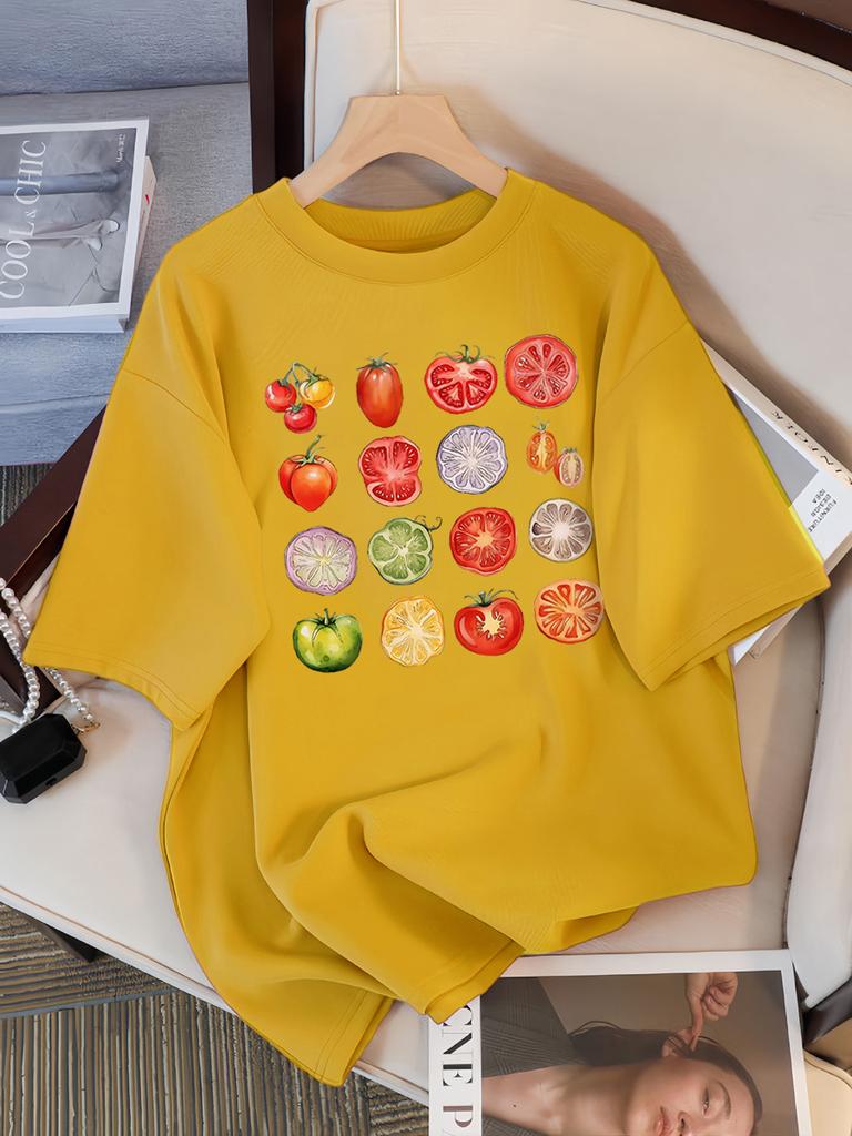 Tomato Variety Collection Chart T Shirt Female Summer Fashion Clothes Cotton Street Short Sleeve Casual Hip Hop T-Shirts