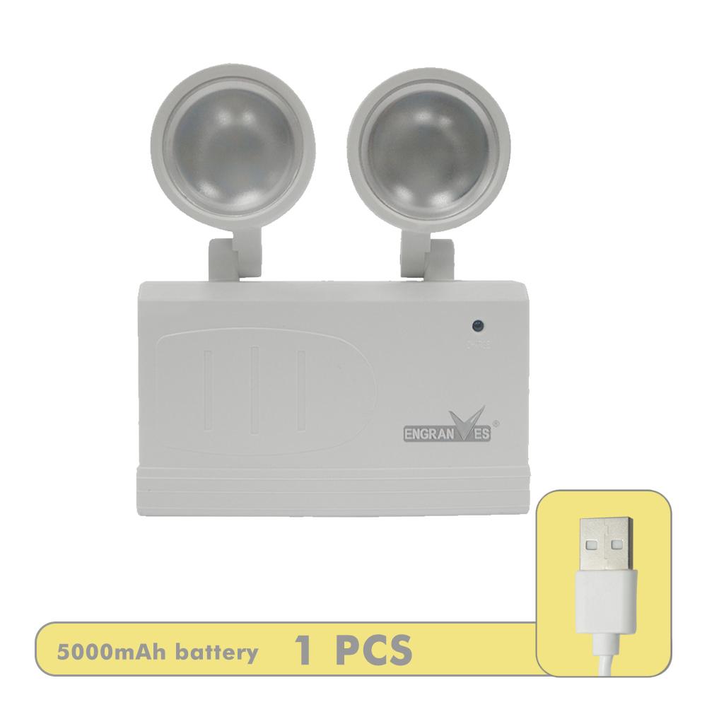 Dual-Head Emergency Lamp Rotatable Fire Safety Lighting Wall-Mounted Evacuation Light Portable Camping Light for Power Outage