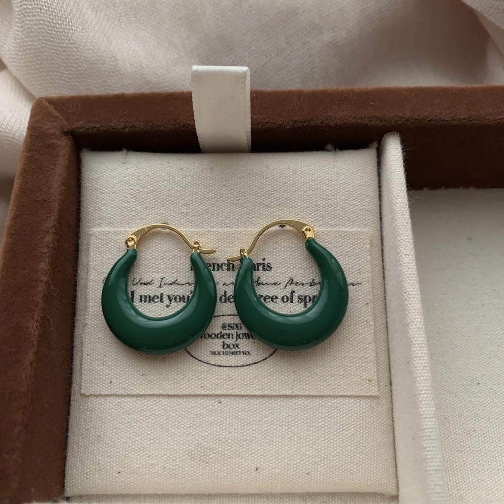 Irregular Ring Enamel Stud Earrings, Natural Light Luxury, High Sense, Fashionable Elegance and Luxury, New Autumn and Winter Earrings
