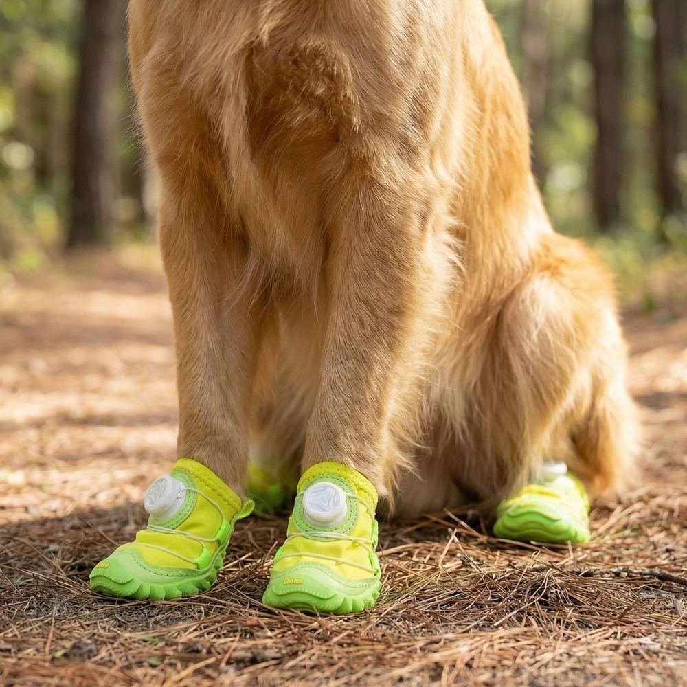 4PCS Anti-Slip Pet Mesh Boots Adjustable Pet Paw Protector Wear-resistant Dog Sneakers Rainy Days