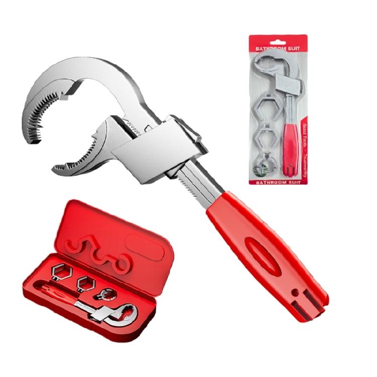 Adjustable Basin Wrench With Interchangeable Heads Faucet Repair Tool For Sink Installation with Nonslip Teeth Design