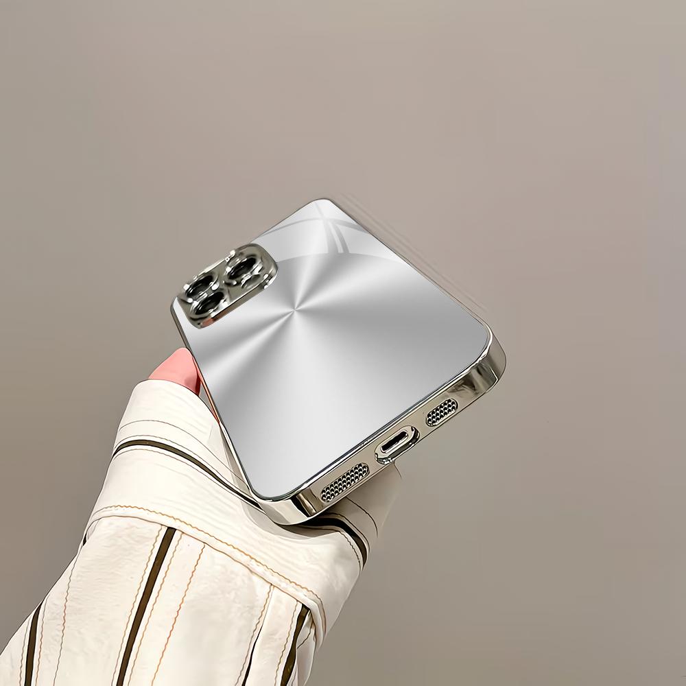 Minimally textured pattern silver plated glass phone case suitable for iPhone 17 16 15 14 13 12 11Pro/Max/Plus scratch resistant