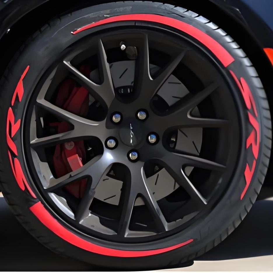 SRT+Blade 3D Gummi-Reifen- und Radnabenaufkleber für Autos und Motorräder