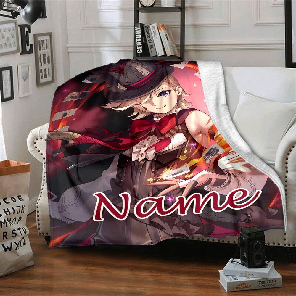 Customizable Genshin Impact5 Throw Blanket – Personalized Name, All-Season Cozy Snug Blanket, Machine Washable, Personalized Blanket