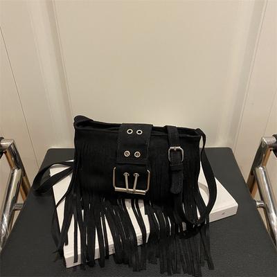 Premium Bag Women 2025 New Niche Retro Suede Fringed Shoulder Bag Fashion Messenger Bucket Bag