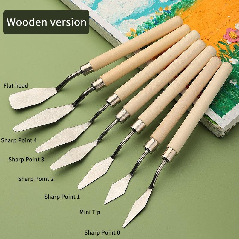 7Pcs/Set Stainless Steel Oil Painting Knives Artist Crafts Spatula Palette Knife Oil Painting Mixing Knife Scraper Art Tools