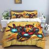 Juego de ropa de cama con funda de edredón de dibujos animados con estampado de Iron Man, decoración del hogar temática de anime, adecuado para niños y adultos.