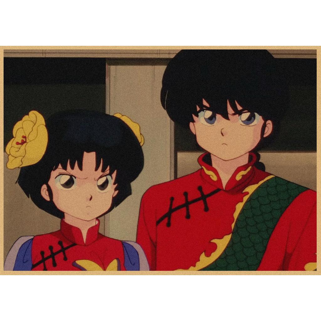 Ranma 1/2 Retro Anime Plakát - Kraftový Papír Nástěnné Umění pro Dekoraci Baru nebo Kavárny