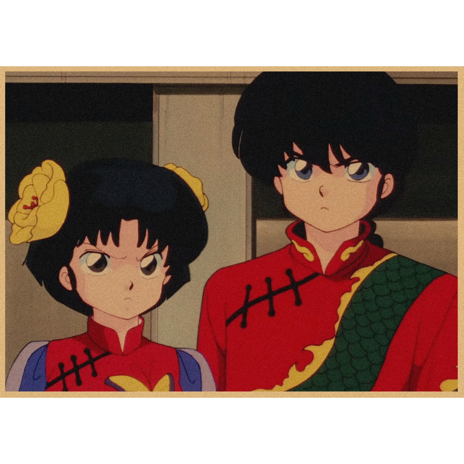 

Ретро Аніме Постер Ranma 1/2 - Настінне Мистецтво на Крафт-Папері для Декору Бару або Кафе 29.7X42cm（A3）