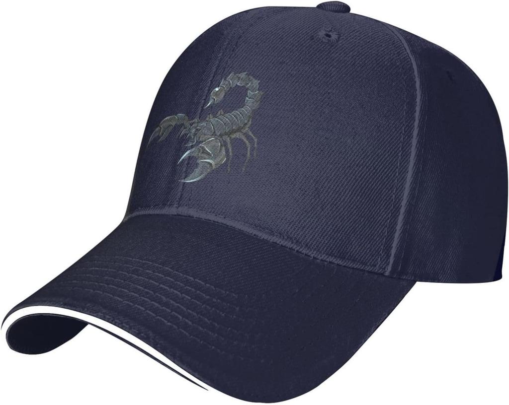 Scorpion Black Graphic Baseball Cap Adjustable Unisex Polyester Casual Sun Hat