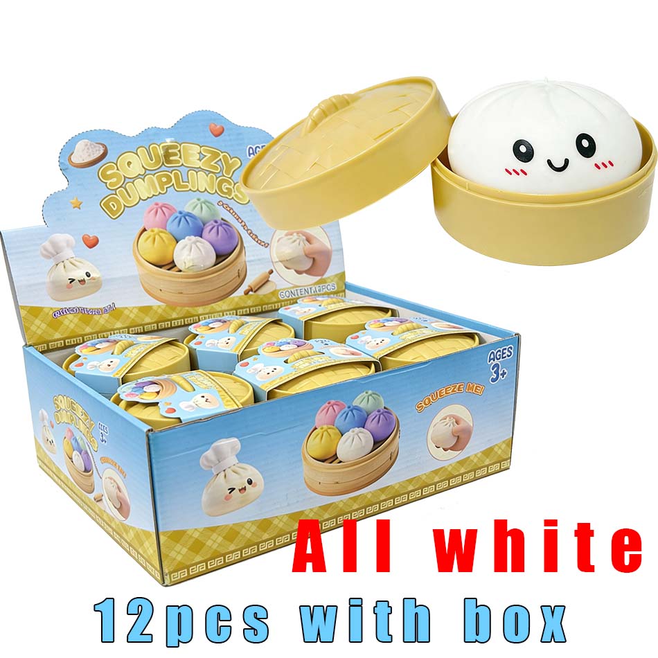 Toys Colorful Dumpling Squishes Stress Balls Fidget Sensory Simulation Food Squishies Bun with Steamer Squeeze Dough Ball Gifts