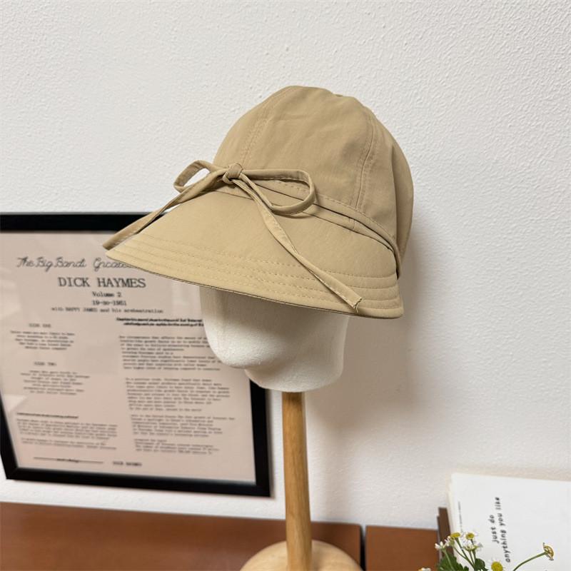 

Summer Thin Breathable Cotton Japanese Simple Duck Tongue Fisherman Hat Women Wide Brim Sunshade Face-lifting Small Sun Hat Tide Khaki