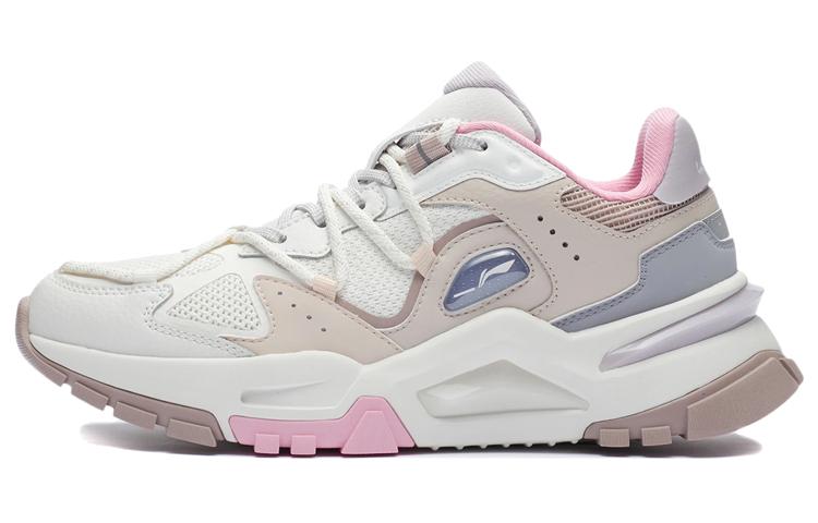 Li Ning Reverse Fantasy Кожаные, Текстильные Низкие Спортивные Повседневные Кроссовки Женские Розово-белые AGLR184-2 37.5