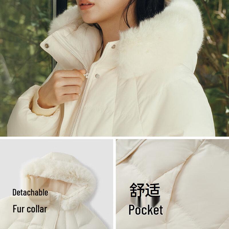 Semir Women's Chen Duling 90% Down Long Coat with Detachable Fur Collar