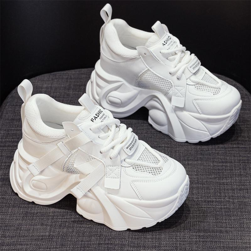 

2025 весна и осень новые кроссовки для папы на платформе с увеличением высоты, взрывная модель интернет-знаменитости, повседневный универсальный модный стиль, женская обувь на шнуровке 40