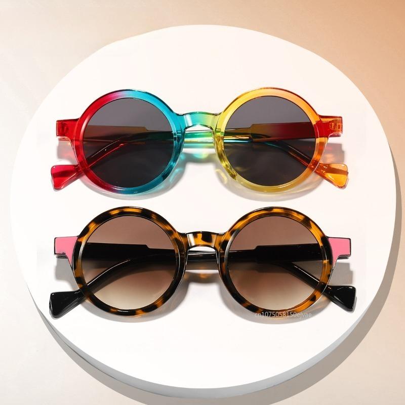 Colorful Retro Round Frame Sunglasses Fashion Rainbow Gradient Women Men Shades Retro Sun Glasses Uv400 Designer Sunglasses
