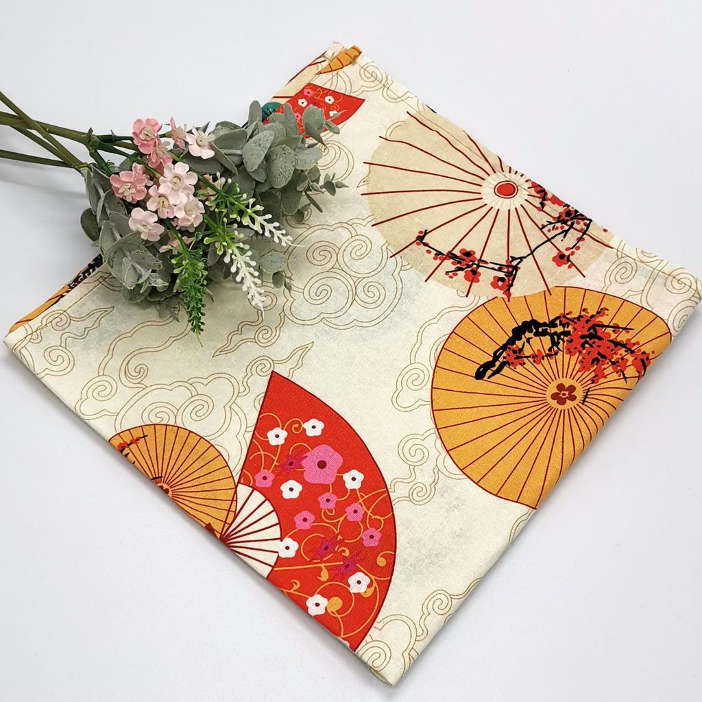 70x70cm Japanese Handkerchief Furoshiki Concise Bento Wrapping Cloth Tablecloth Gifts Leave Geisha Fan Flower Traditional Fabric