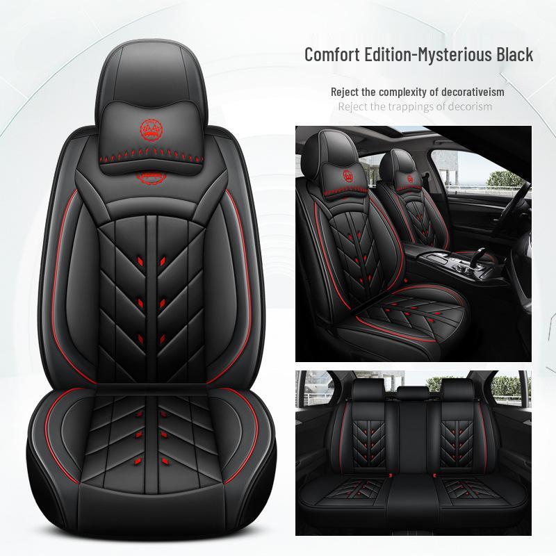 Universal Full Leather Car Seat Cushion for Five-Seaters - All-Season Coverage
