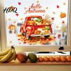 Pumpkin Store Display Autumn Harvest Window Clings Decorative Static Glass Sticker for Thanksgiving Home Shop Cling Decorations Decor Removable PVC