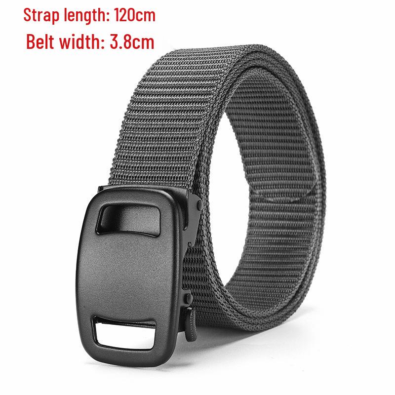Men's Tactical Canvas & Nylon Woven Belt with Leather Trim - Elastic and High-End Accessory