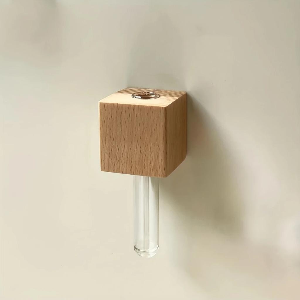 New Solid Wood Magnetic Vase for Refrigerator Decoration Stylish French Design Refrigerator Magnet Fresh Flowers Home Decoration