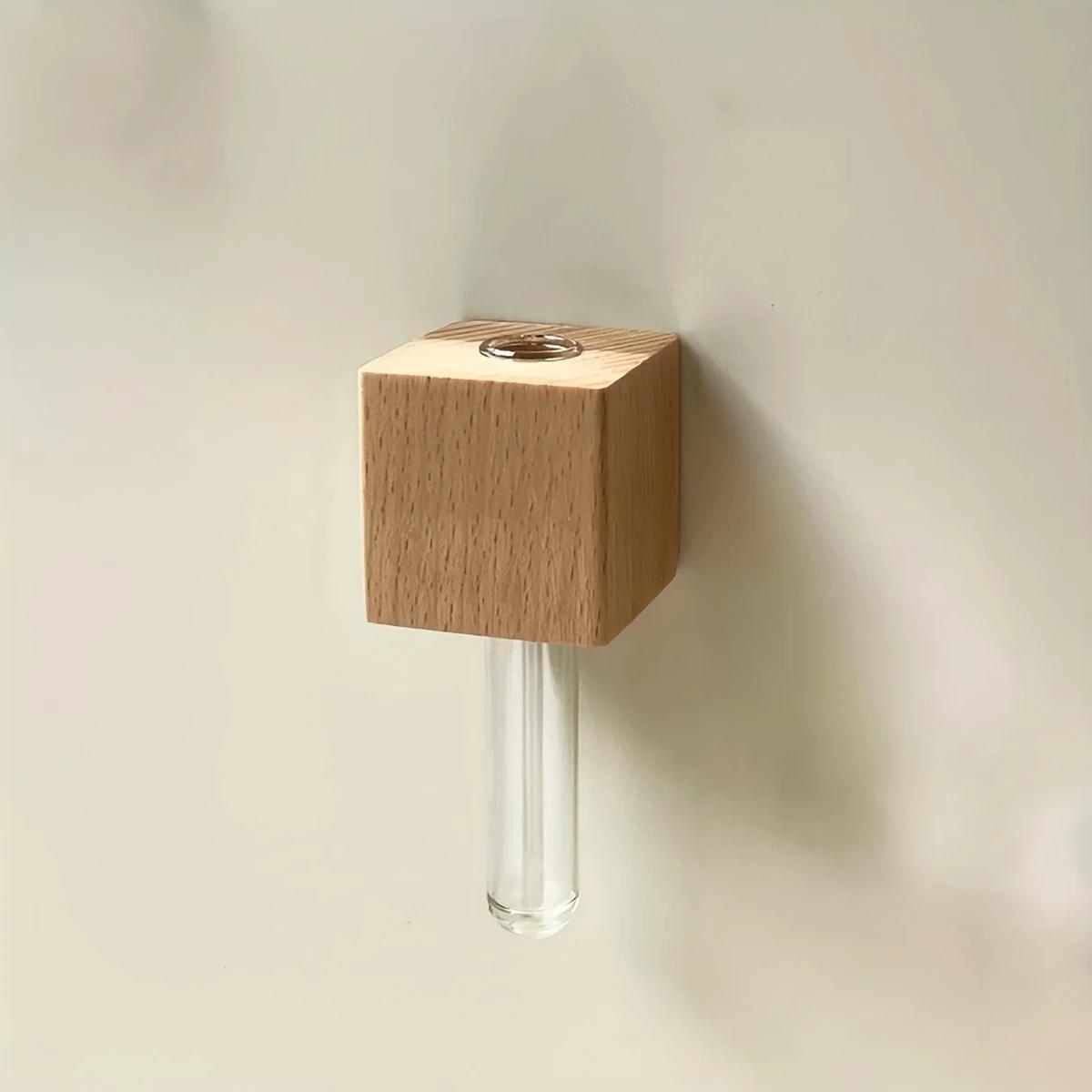 

New Solid Wood Magnetic Vase for Refrigerator Decoration Stylish French Design Refrigerator Magnet Fresh Flowers Home Decoration