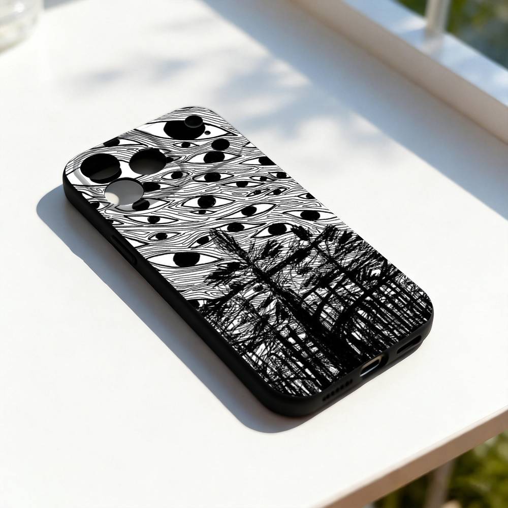 

Horror Scary Face Eyes For iPhone 17,16,15,14,13,12,11,Pro,Max,Plus,E,SE4,Air,Mini Black Soft Cover Phone Case iPhone13