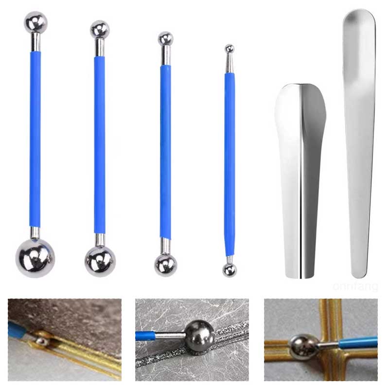6pcs/set Professional Tile grout tool Double Steel Pressed Ball Repairing Stick Diy Polymer Clay Sculpture Toy Modelling Set