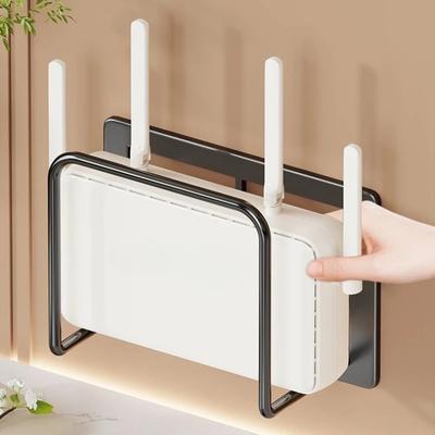 1pc No Drill Wall Mount Router Shelf, Iron Holder Easy Install Space Saving for WiFi Modem Box Storage, Home Office Bedside