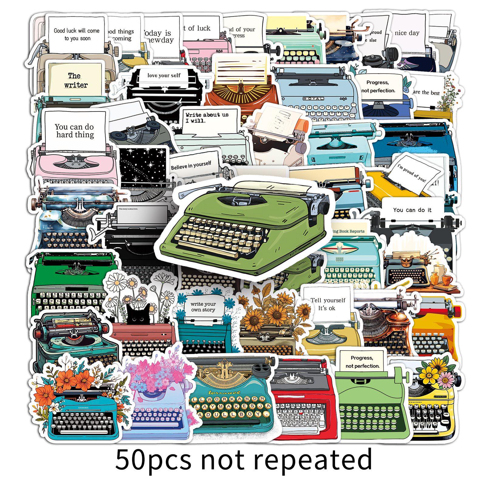 50pcs Retro Typewriter Stickers for Creative Graffiti, Waterproof Decorations, Journaling, and Card-Making