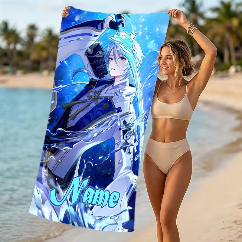 Customizable personalized beach towels Genshin Impact characters themed designs.Suitable for the beach, yoga, sports;ideal as beach accessories