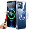 Case - E.F.CONNECTION - iPhone 13 Pro Max - Transparent Silicone - Magnetic Ring - 2 Tempered Glasses