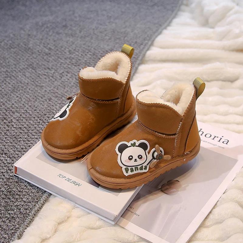 Милые мультяшные детские зимние ботинки Новая мода С принтом панды Мальчиковые сноубутсы — фото 8