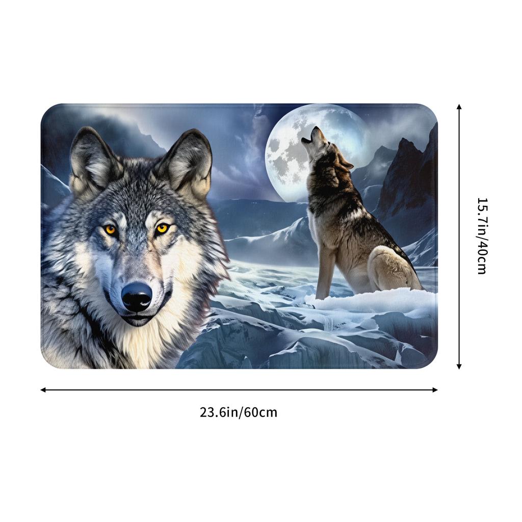 Psychedelic 3D Snow Wolf Animal Floor Door Bath Kitchen Mats Anti-Slip Indoor Wolf Lover Doormat Toilet Entrance Carpet Rug