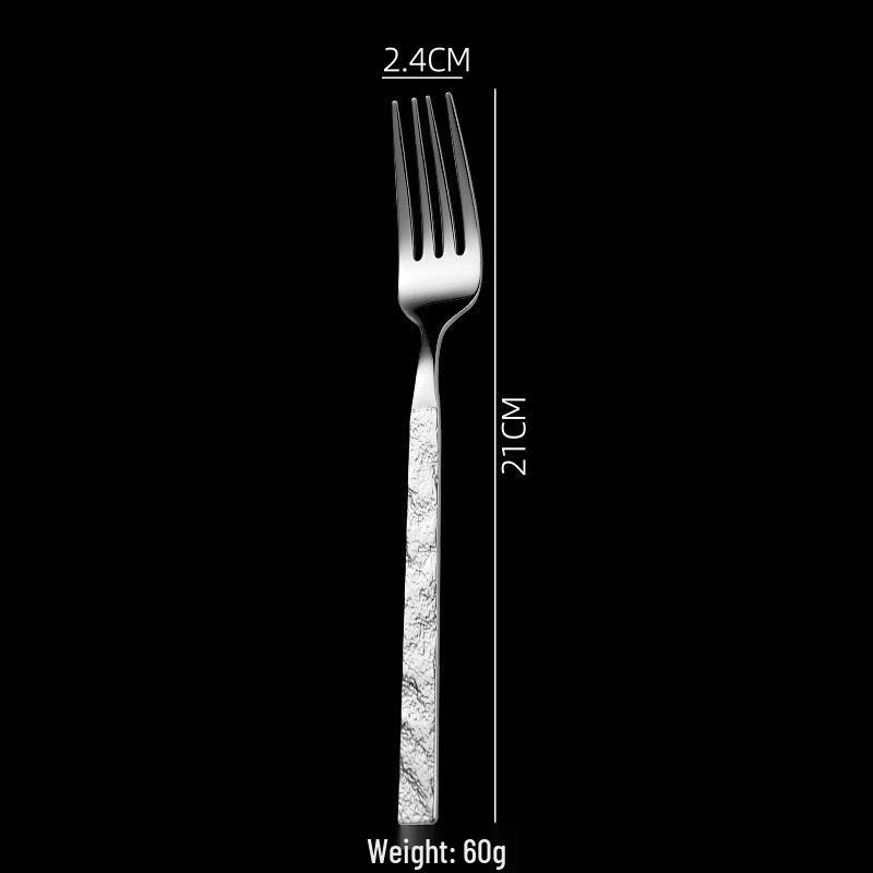 304 Stainless Steel Knife, Fork, and Spoon Set with Lava Stone Texture for Western Cuisine