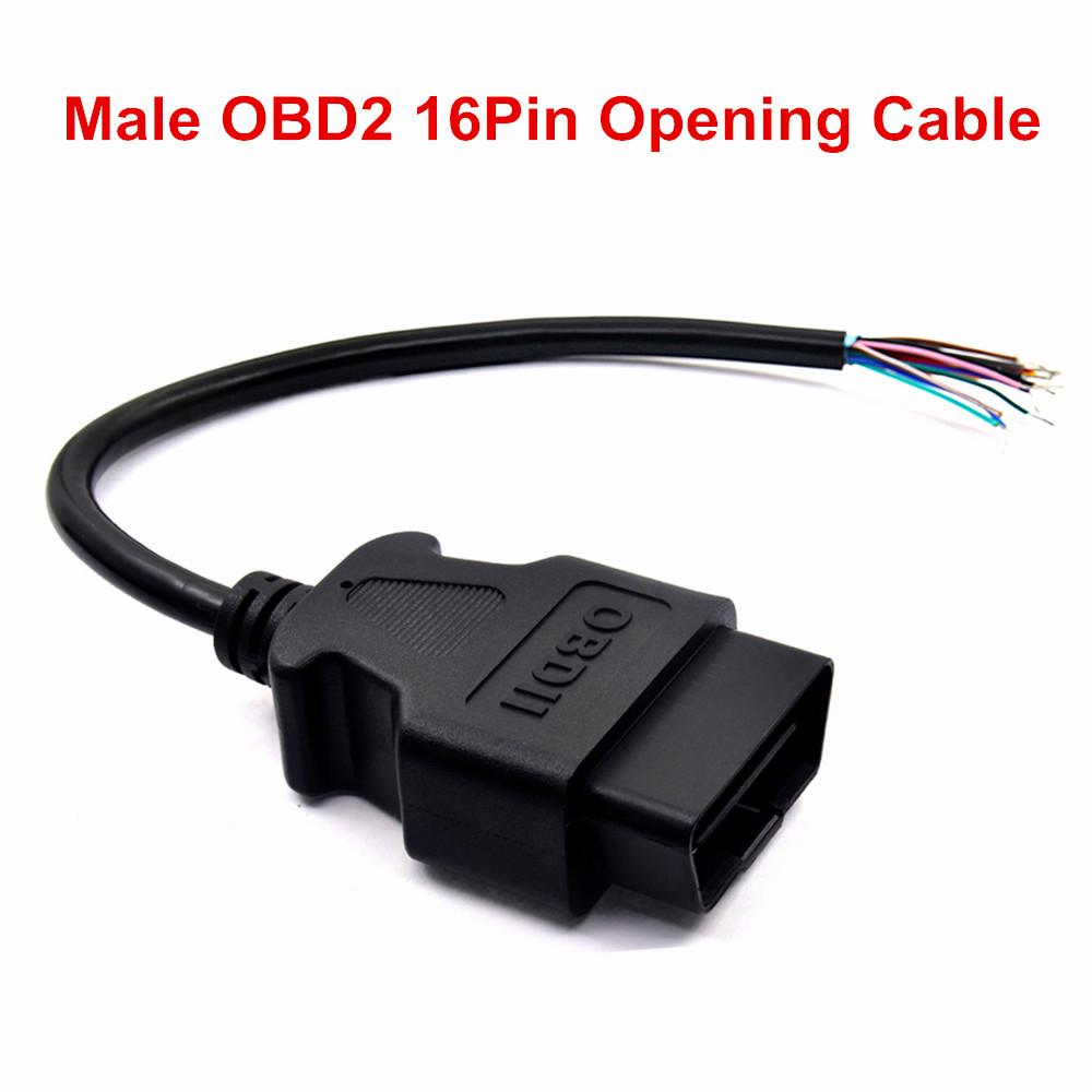 Dual Female Y Splitter Elbow 16Pin OBD 2 Extender ODB OBD2 Cable 16 Pin Male To Female Flat Noodle OBD2 Extension Cable